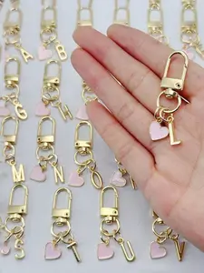 Personalized Heart Pendant Keychain, Keychain for Bags, Customizable Name Initials, Unique Phone Accessory, Simple Design, Gift for Women, Girls