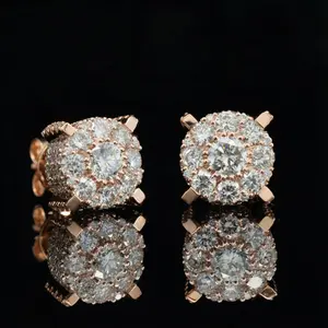 HELLOICE Moissanite Stud Earrings Micro Paved VVS D Color Synthetic Moissanite Earrings 925 Sterling Silver Jewerly Gift