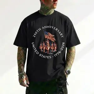 USA 250th Anniversary 1776-2026 Graphic T-Shirt Semiquincentennial Retro Continental Army Patriot 4th of July Independence Day Veteran Men Top Cotton