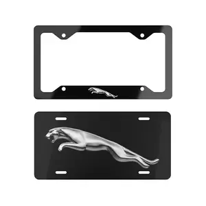 Leaping Panther License Plate & Frame Set | Black Silver Wild Cat Car Tag Decor #LicensePlateFrame #CarAccessories #PantherStyle #WildCatDecor #BlackCarDecor #LuxuryInspired