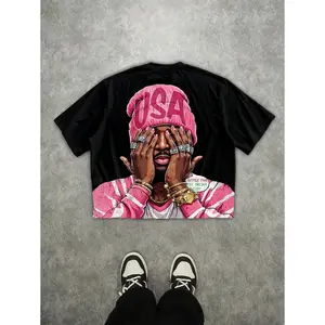 (Gold promotion)Manfinity EMRG Men's Street Casual All-Over Print Loose Fit Short Sleeve T-Shirt