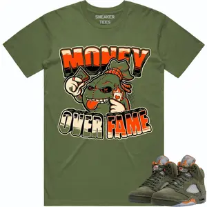 Shirts To Match Jordans 5 Olive Army Solar Orange Black Retro, Olive Green Outfit, Jordan Retro 5 Olive 5s Shirt to Match - Funny MOF, Shirt Short Sleeve Casual