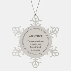 Sarcastic Architect Snowflake Ornament Gifts, Christmas Holiday Gifts for Architect Ornament, Architect: Because greatness is woven into the fabric