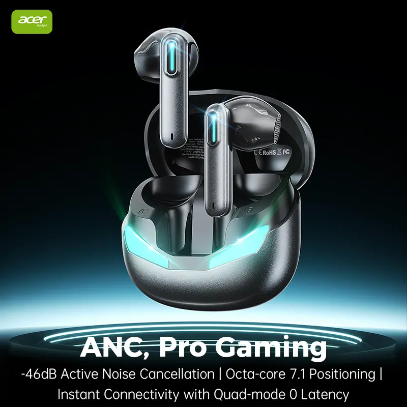 Acer  OHR800 gaming headset low latency Half-enclosure wireless earphone long battery life surround sound effect Breathing light music phone audio stereo hi-fi pro tws in-ear headphone