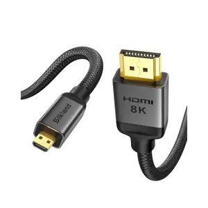 8K 4K Micro HDMI to HDMI Cable 6.6ft, Micro HDMI 2.1 Adapter [8K@60Hz, 4K@240Hz 144Hz 120Hz] 6K 5K, 48Gbps, HDR, Compatible for Samsung G8,G9, Camera, Raspberry Pi 5 4, GoPro Hero, Cam Link
