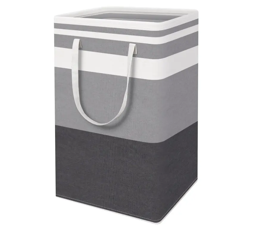 Heavy Duty Iron Wire Frame Square Freestanding Laundry Basket - Collapsible, Portable, Fabric Pouch, PE Waterproof Coating, Wipe-Clean, Large Capacity Clothes Organizer for Bedroom, Office, Kid Room Home Use