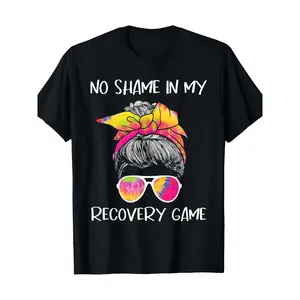 No Shame In My Recovery Game - Sobriety AA NA Anniversary T-Shirt 100%