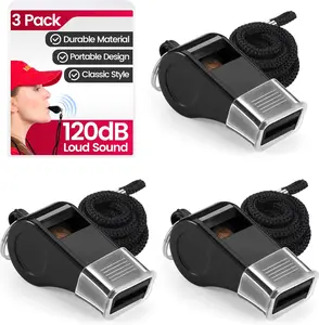 Whistle，3 Pack Durable Plastic Whistles with Lanyards – Loud Crisp Sound for Coaches, Referees, Training, Emergencies, and Outdoor Activities