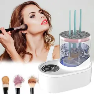 Electric Makeup Brush Cleaner, Timer Function, Automatic Three-In-One Cleaning Machine, Portable Design, Deep Rotation Clean, All Sizes Compatible
