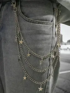 Punk Style Star Decor Layered Pants Chain, Adjustable Waist Chain, Fashionable Pendants Pants Chain for Men & Women, Trendy All-match & Exquisite Belt for Birthday Gift