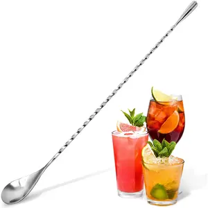 Zulay Premium 12" Stainless Steel Cocktail Spoon Stirrer - Long Spiral Design for Layering Drinks and Stirring, Ideal for Bar Shakers and Tall Cups