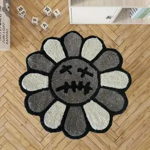 Creative Evil Flower Pattern Bedroom Rug, Floral Area Rug, Flower Pattern Rugs, Soft Comfortable Living Room Carpet, Home Decor, Home Decorative Rug, Easy Care Sofa Coffee Table Mat