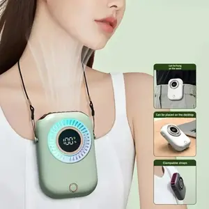 Portable Neck Fan, Wearable Fan, USB Rechargeable Neck Hanging Fan, 5 Speed Wind Adjustable Neck Fan, Digital Display Neck Fan, Adjustable Fans for Home Office Outdoor Travel, USB Charging Fan