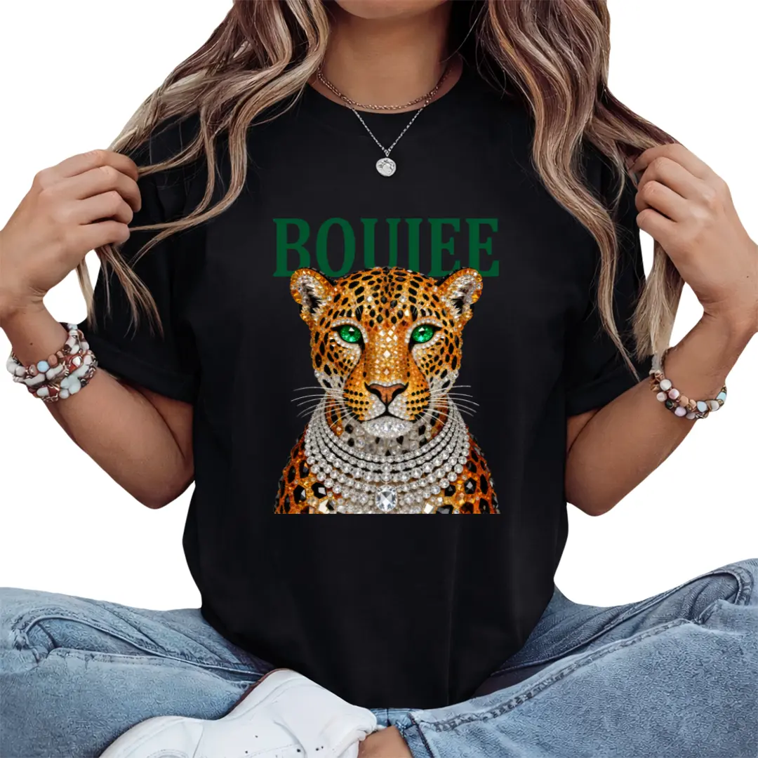 Vintage Leopard Print Shirt, Glam Fashion Graphic Tee, Trendy Animal Print T-Shirt,Women’s Luxury Aesthetic Short Sleeve,Glam Fashion Top