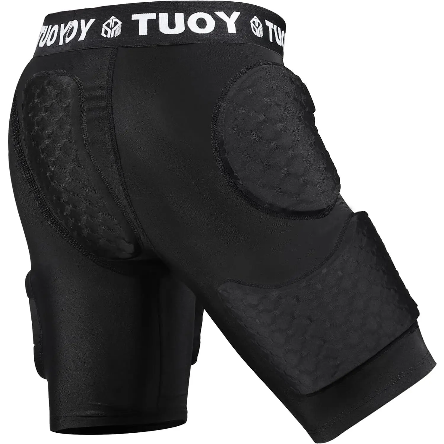 Adult Padded Compression Football Girdle Shorts 5-Pads Hip and Thigh Protector for Baseball Football Basketball Black