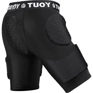 Adult Padded Compression Football Girdle Shorts 5-Pads Hip and Thigh Protector for Baseball Football Basketball Black