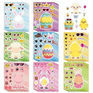Easter Stickers DIY Happy Easter Egg Rabbit Stickers, Easter Craft Stickers, Kids Game Toys, Party Favors (24 Sheets)