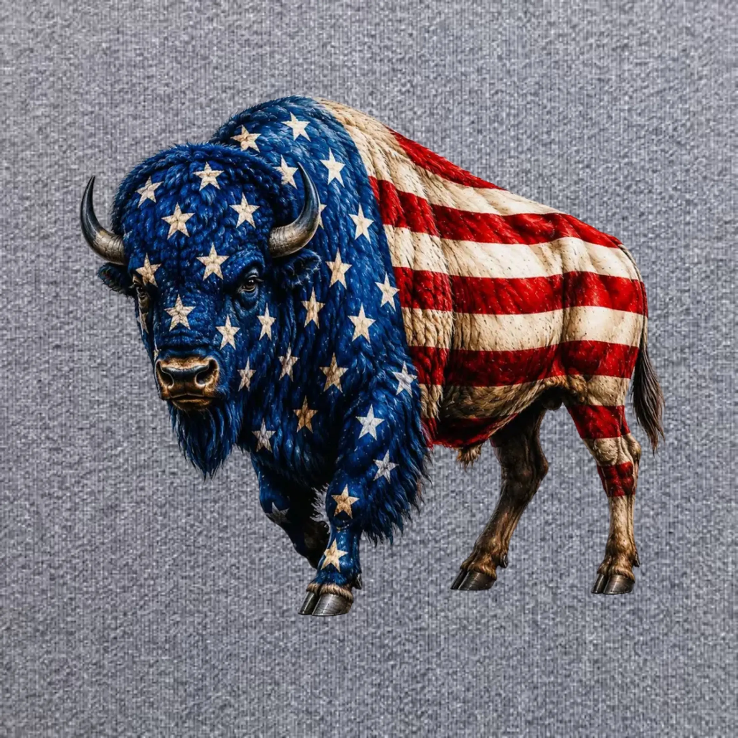 American Flag Bison Vinyl Sticker, Patriotic Buffalo Wildlife Decal, US Independence Day Waterproof Laptop & Tumbler Sticker
