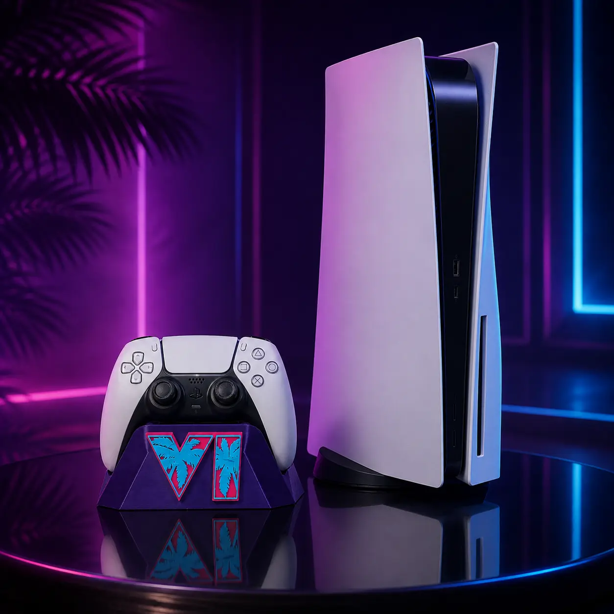 Tropical Gaming Controller Holder - PS5 Console Accessory Miami Vibe Tropical Gaming Controller Holder - PS5 Console Accessory Miami Vibe