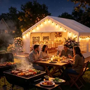 Party Tent 20x20 Canopy Heavy Duty with Led Light, Waterproof Outdoor Event Tent with Removable Sidewalls & Roll-Up Door, Portable Carport for Wedding, BBQ, Camping, Birthday Party
