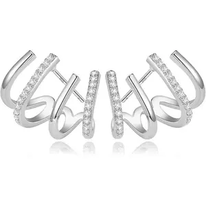 Earrings Silver Hoop Earrings for Women Trendy Stud Huggie Claw Earrings Cuff Hypoallergenic Jewelry Gifts reliable quality excellent quality