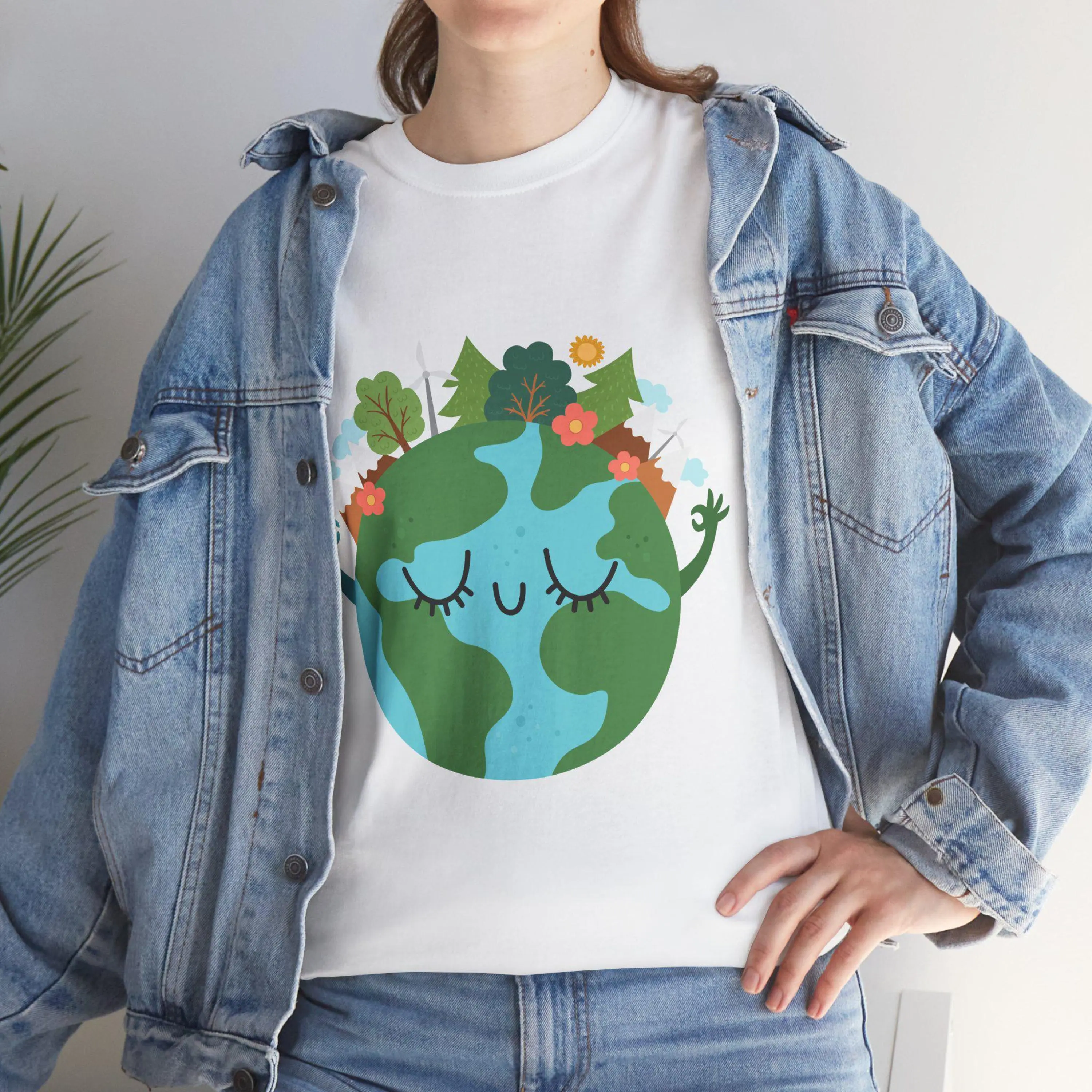 Eco-Friendly Earth Love Unisex Heavy Cotton Tee, Nature T-Shirt, Earth Day Shirt, Eco-Conscious Apparel, Gift for Environmentalists