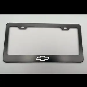 laser engraved Bowtie Logo BLACK Stainless Steel License Plate Frame fit chevy