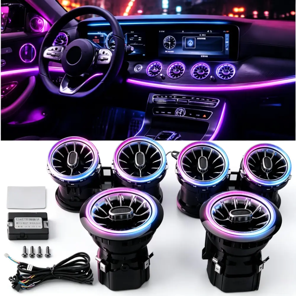 Mercedes Benz E-Class (W213) Special LED Turbine Air Vent Cover with RGB Vehicle Control, Automotive Ambient Lighting, Recessed Interior Decoration, Car Light Embellishments, Backlit Speaker Trim Panels, LED Lights Gift for Boyfriend