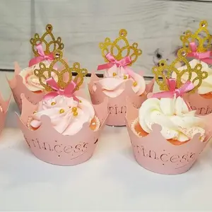 LaVenty cake shed cake topper gender reveal 40 PCS Glittery Princess Cupcake Toppers Crown Cupcake Wrapper Crown Cupcake Toppers Baby Shower Cupcake Decorations for Birthday Baby Shower Party Decorations Supplies