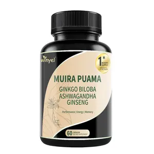 Muira Puama Ginseng Ashwagandha Ginkgo Tribulus  Herbal Supplements  Unleash Your Potential Through Our Pills  Dietary Supplements, Help Promote An Active And Healthy Lifestyle  60 Capsules