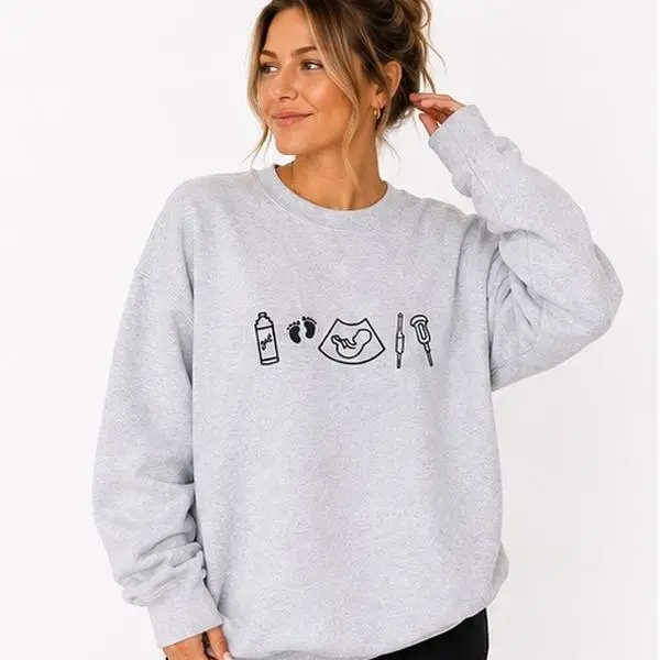 OBGYN MFM Ultrasound Technologist RDMS Sonographer Aesthetic Comfort Sweatshirt Casual Crew Neck Casual Comfortable Casual Wear - Cute, Tops, Hoodie