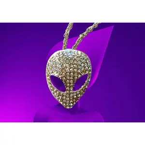 Cosmic Bling Rhinestone Alien Pendant Necklace