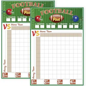 2 Pcs Football Pool Poster, 19‘' x 27.77'' Football Squares Board 100 Grids, Large Football Pool Squares Poster, Big Football Game Party Supplies 2026 Adhesive Stickers Home Classroom Decorations