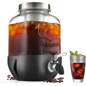 Cold Brew Coffee Maker, 1 Gallon Iced Coffee Maker With Stainless Steel Filter, Heavy Duty Glass Cold Brew Pitcher With Stainless Steel Spigot, Mason Jar Cold Brew Coffee Maker  Iced  Maker
