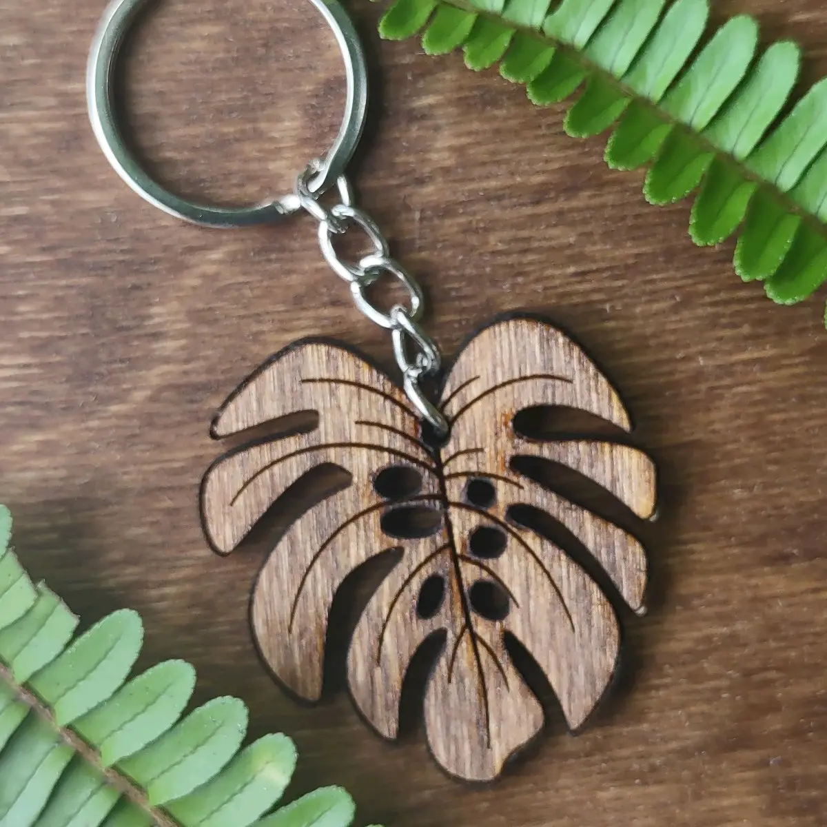 Wooden Leaf Keychains