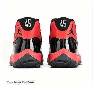 Brand New High Top Retro Basketball Shoes Black Red Patent Leather Mesh Lace-Up Sneakers With Box
