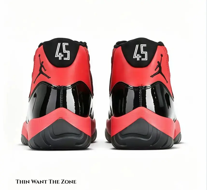 Brand New High Top Retro Basketball Shoes Black Red Patent Leather Mesh Lace-Up Sneakers With Box