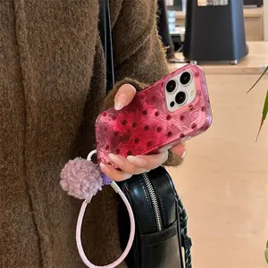 New Luxury Niche High-end hot pinkshockproof case Suitable foriPhone 16 Pro Max/15/14/13/12/11with lanyard light pink for girls high-quality Print Transparent Phone Case with Comfortable Grip and Lens Protection for Men and Women