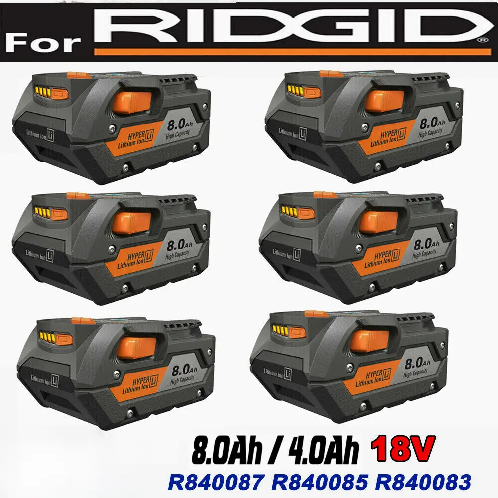 New 18V For RIDGID R840085 R840087 18 Volt Rigid 8.0Ah Lithium-Ion Battery R8400 New 18V For RIDGID R840085 R840087 18 Volt Rigid 8.0Ah Lithium-Ion Battery R8400