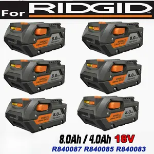 New 18V For RIDGID R840085 R840087 18 Volt Rigid 8.0Ah Lithium-Ion Battery R8400