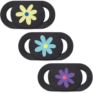 Laptop Camera Cover Slide Webcam Cover for Privacy Fits for Mini PC, PC, Surface, Tablet, Desktop Computer, Smart Phone - 3 Packs, Flower