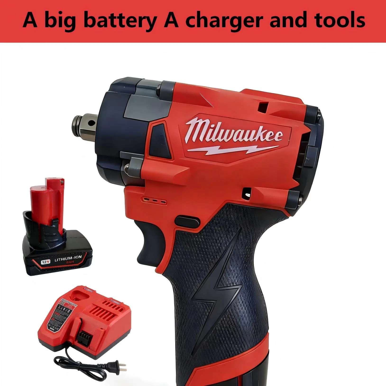 Milwaukee M12 Series 1/2" 300NM Brushless Cordless Impact Drill - Includes M12 Charger, 12V 8Ah High-Capacity Battery, Tool Bag - For Metal/Wood Screw Fastening, Metal Frame Self-Tapping Screw Installation, Charger + Bag, Wood/Metal