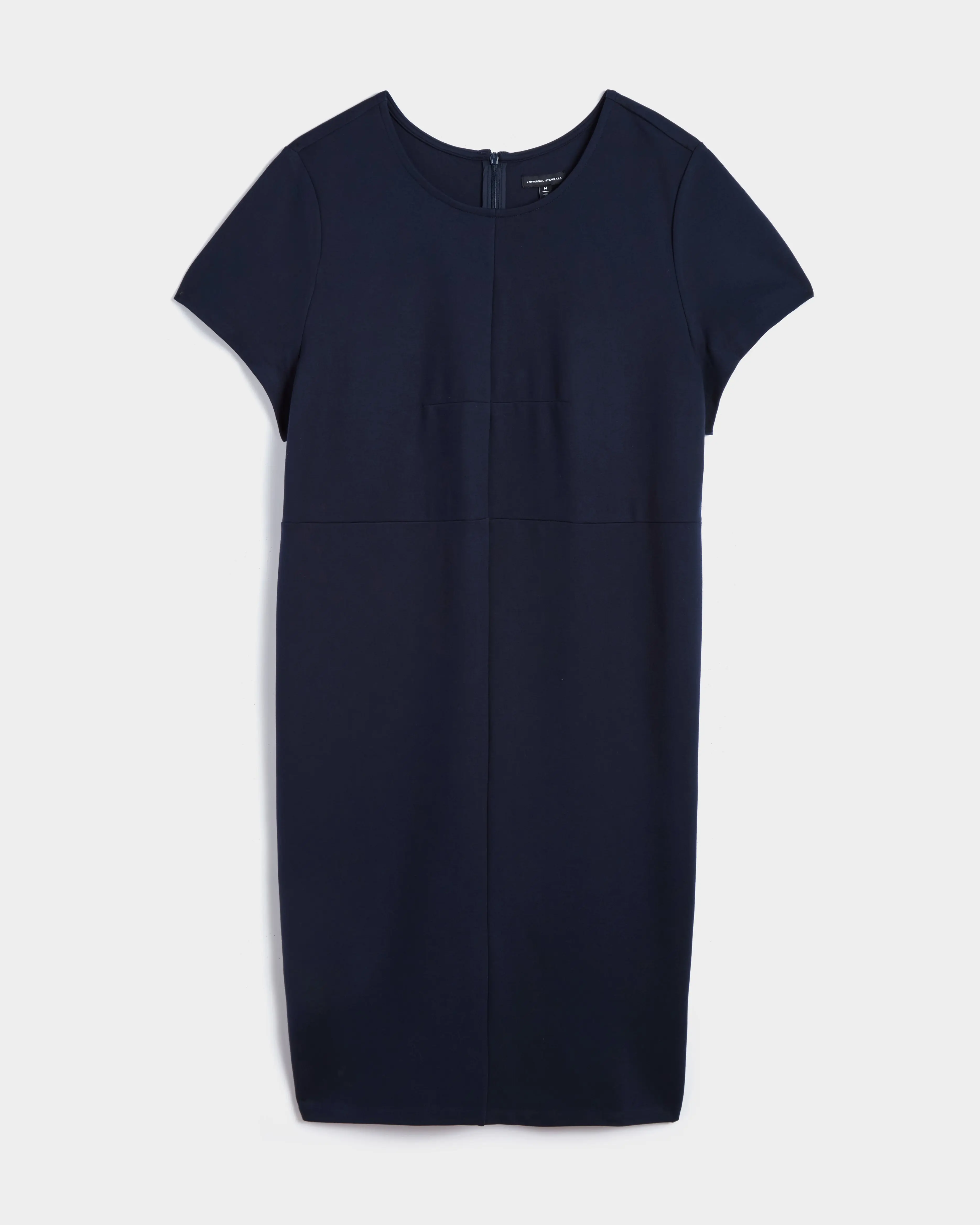 Ponte Sheath Dress for Women in Navy - Executive Workwear with a Stretchy Fitted Body, Dart Seams & Back Zip, Soft, Nylon, Rayon, Casual, Elastane, Body-Fit, Sheath Cut, Cold Wash, Non-Chlorine Bleach, Tumble Dry