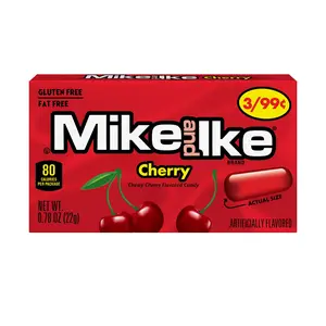 Mike and Ike Cherry  0.78 oz. Box 24 ct. - Sweet and Chewy Candy with Cherry Flavor - 24 Count Box Snack Bonbon