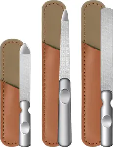 Metal Nail File (3 Pcs), Nail Files for Natural Nails & Toenails, Thick Nails Made of Stainless Steel, Double Sided Metal Nail Files with Anti-Slip Handle for Fingernail Toenail, Home or Salon Use