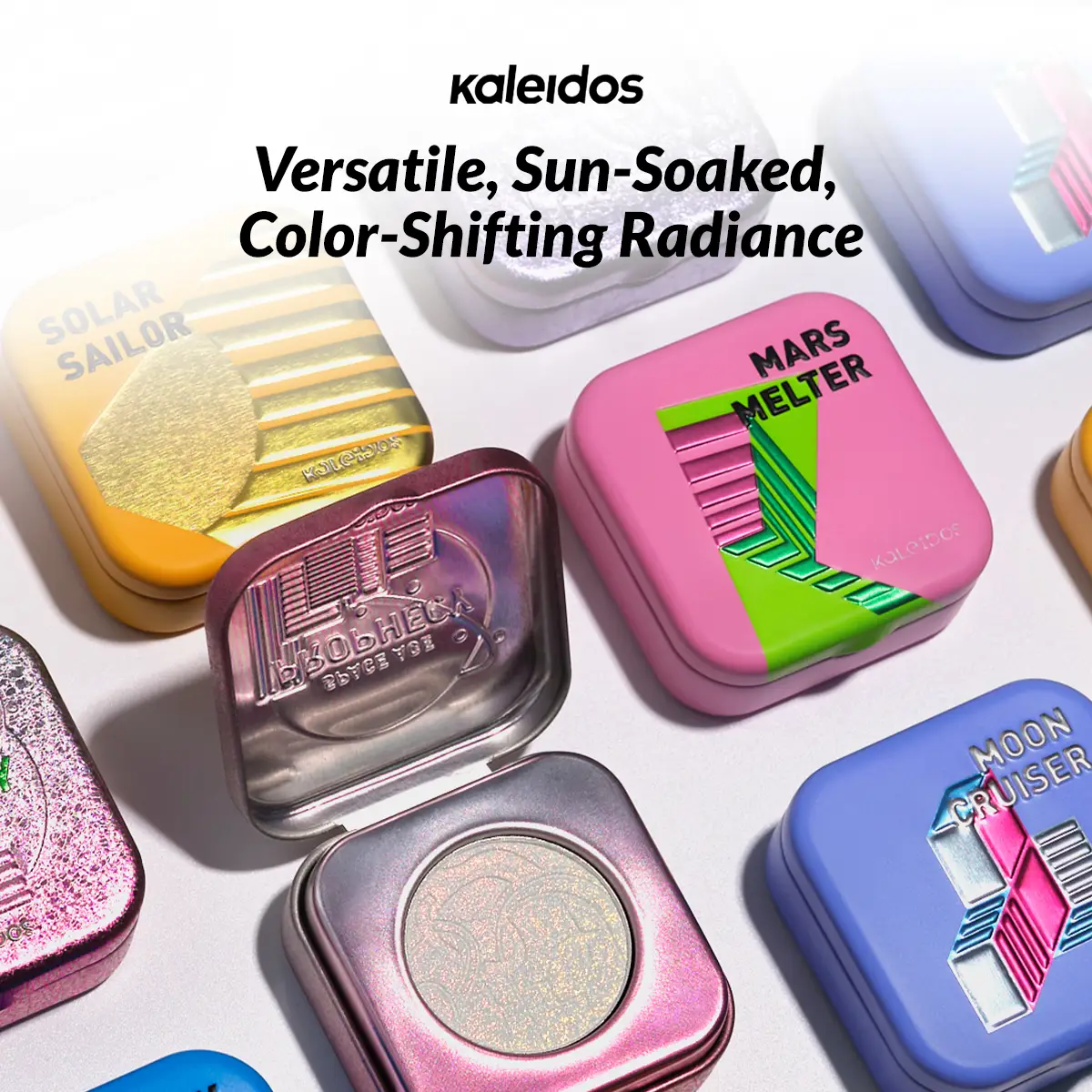 Kaleidos The Space Age Highlighter | Color-Shifting, Natural Glow, Multichrome, Translucent, Rave Makeup, Festival Makeup, Cosmetic Gift, Holographic