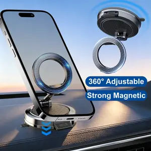 Beniduck Car Phone Mount 360° Rotatable Magnetic Smartphone Holder Foldable Fits Windshield Dashboard Mirrors Smooth Surfaces for iPhone Android