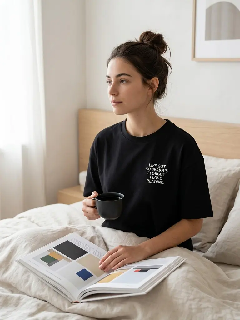 Women's Life Got So Serious I Forgot I Love Reading Chest Print Tee