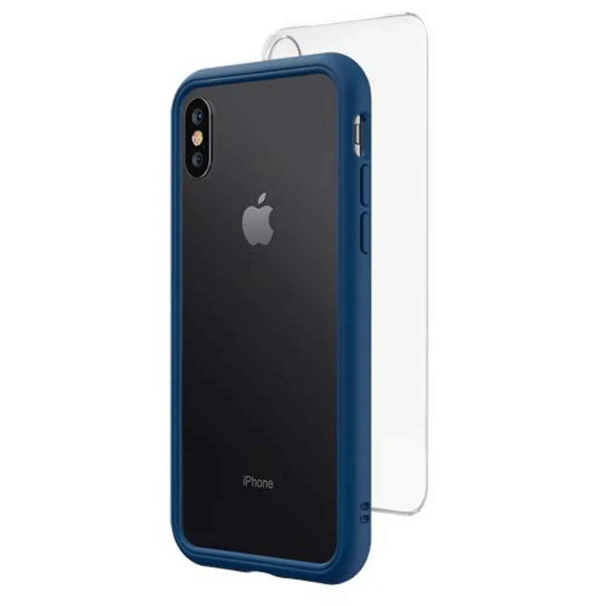 RhinoShield Mod NX Modular Case with Frame, Button, Rim, Clear Back Plate for iPhone XS Max, Royal Blue