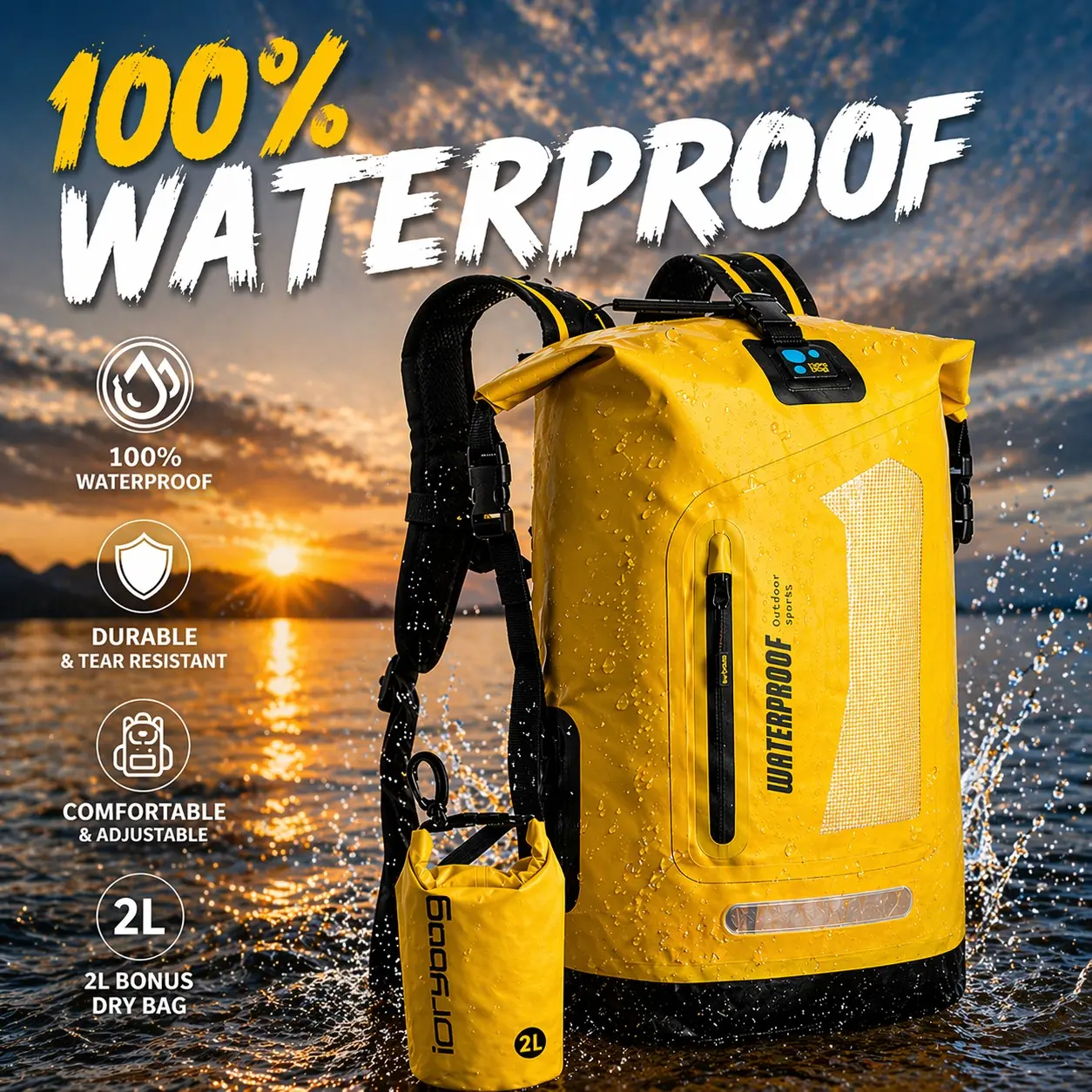 IDRYBAG High-Quality PVC Waterproof Backpack | Lightweight, Breathable, Durable & Versatile Design | Unisex Outdoor Backpack, Water Resistant Backpack for Travel, Hiking, Camping, Fishing & All Outdoor Activities